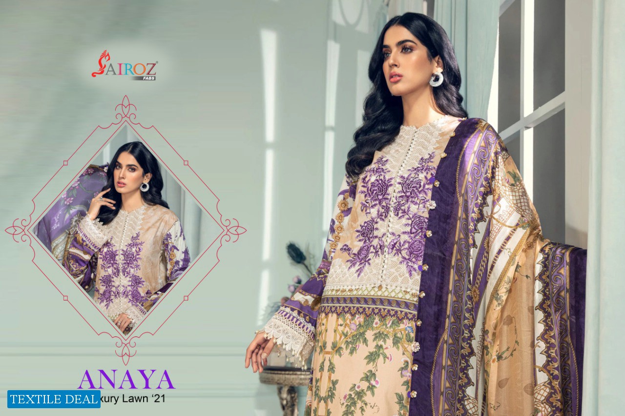 Sairoz Fab Anaya Luxury Lawn 2021 Wholesale Pakistani Concept Dress Material