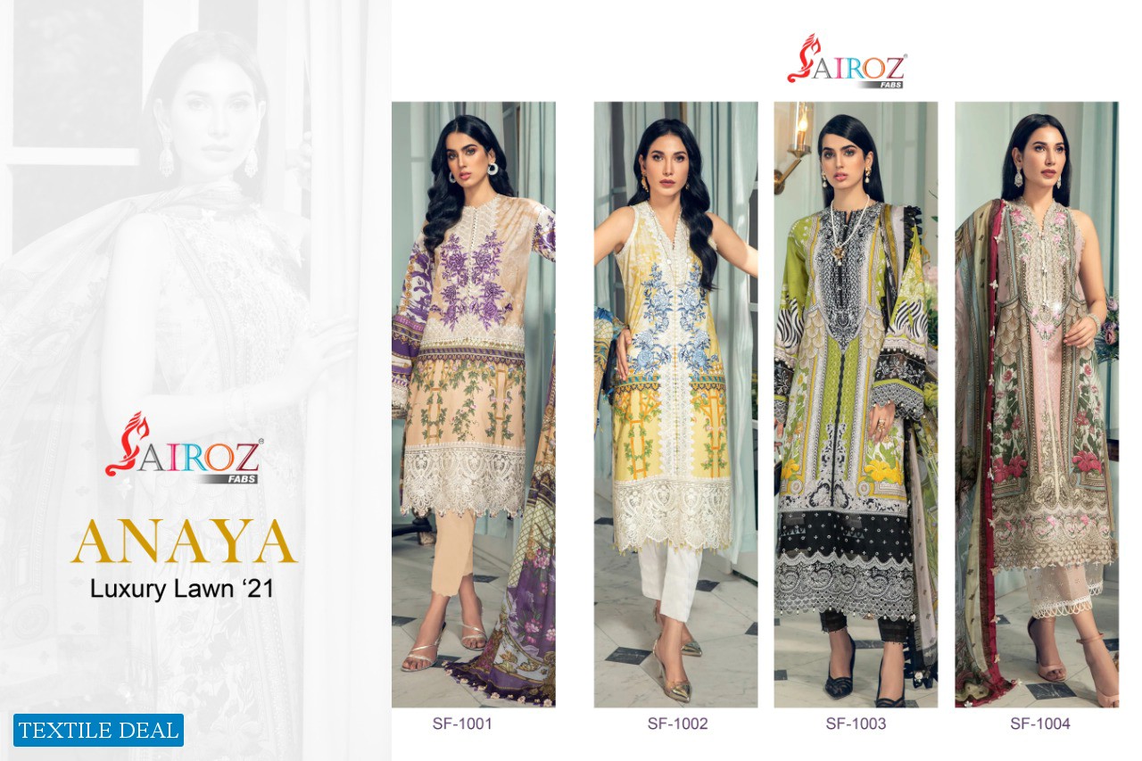 Sairoz Fab Anaya Luxury Lawn 2021 Wholesale Pakistani Concept Dress Material