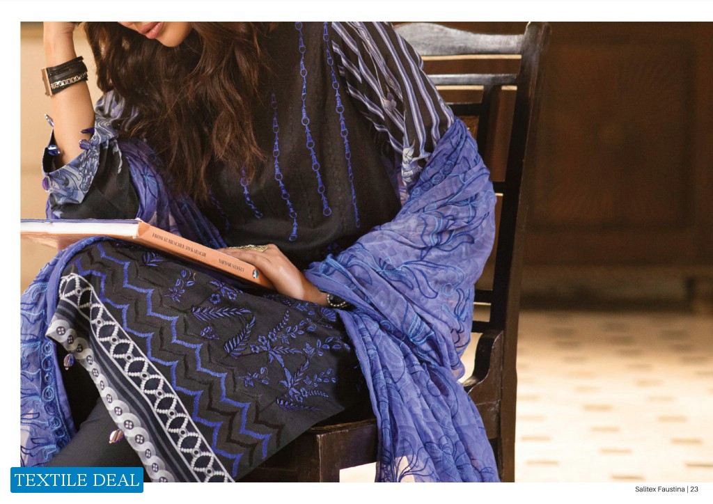 Salitex Faustina Lawn With Print Embroidery Dupatta