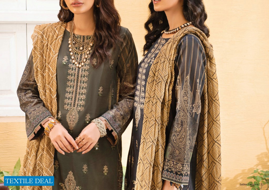 Salitex Faustina Lawn With Print Embroidery Dupatta