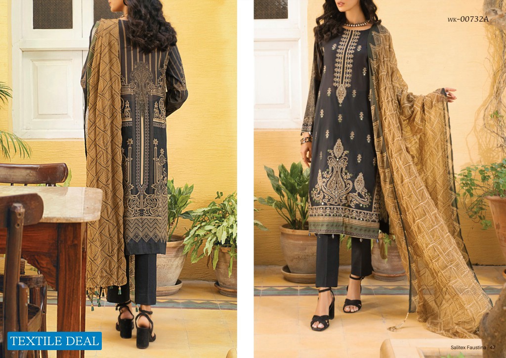 Salitex Faustina Lawn With Print Embroidery Dupatta