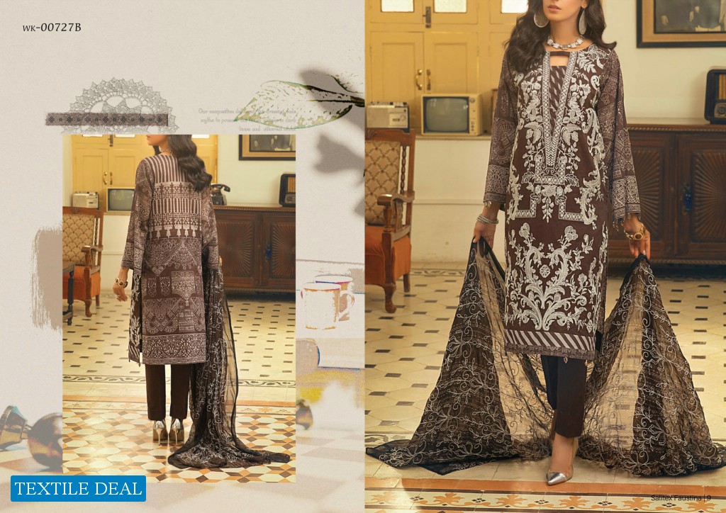 Salitex Faustina Lawn With Print Embroidery Dupatta