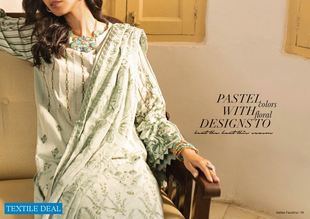 Salitex Faustina Lawn With Print Embroidery Dupatta