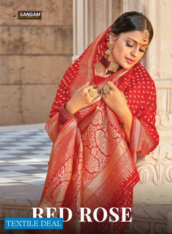 Sangam Red Rose Vol-2 Wholesale Pure Silk ethnic Sarees