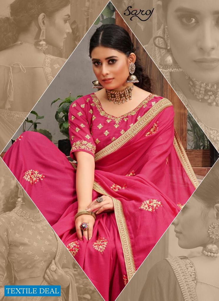 Saroj Rose Marry Wholesale Soft Vichitra Silk Ethnic Sarees