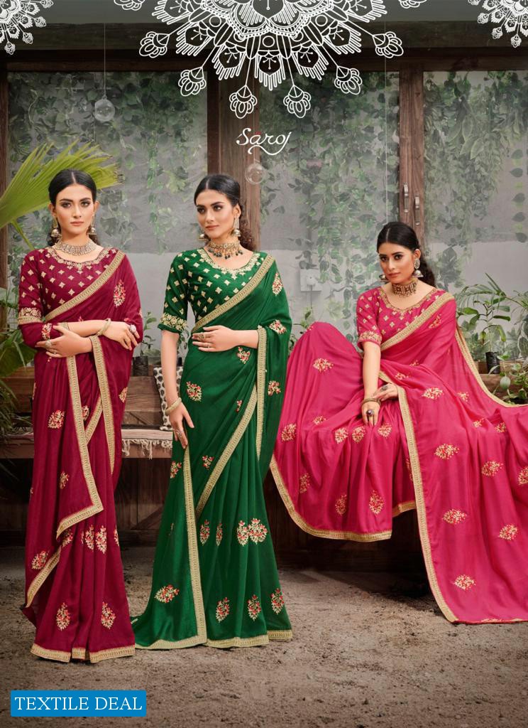 Saroj Rose Marry Wholesale Soft Vichitra Silk Ethnic Sarees