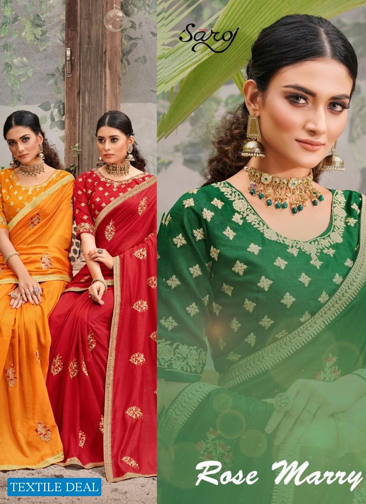 Saroj Rose Marry Wholesale Soft Vichitra Silk Ethnic Sarees