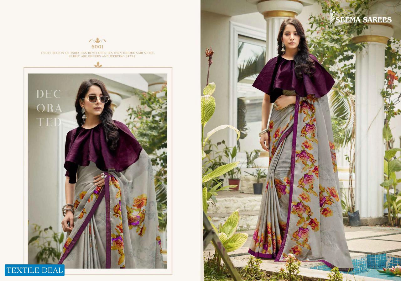 Seema Zaalima Wholesale Moss Chiffon Sarees