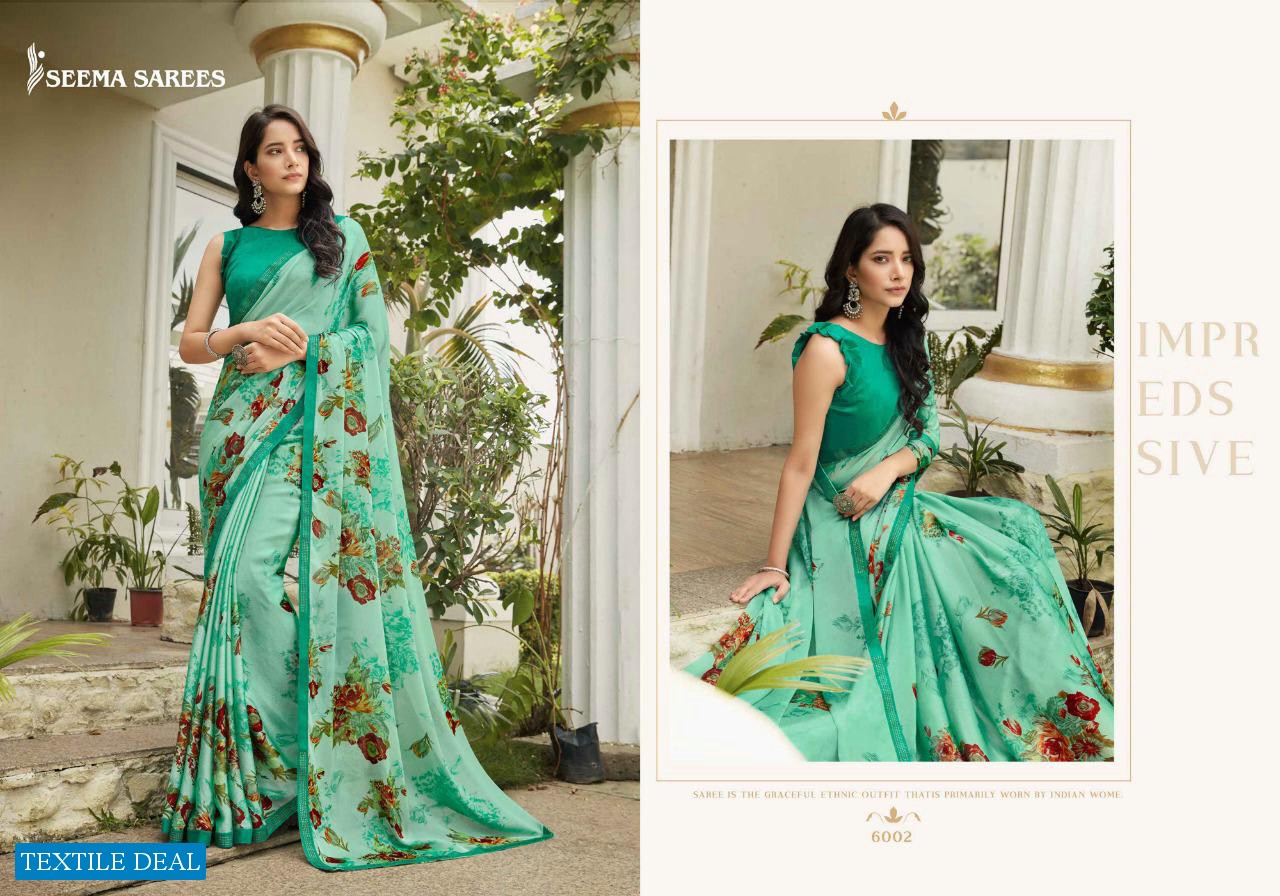 Seema Zaalima Wholesale Moss Chiffon Sarees