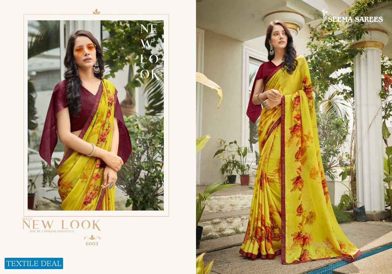 Seema Zaalima Wholesale Moss Chiffon Sarees