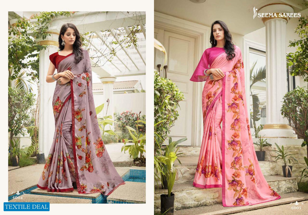 Seema Zaalima Wholesale Moss Chiffon Sarees