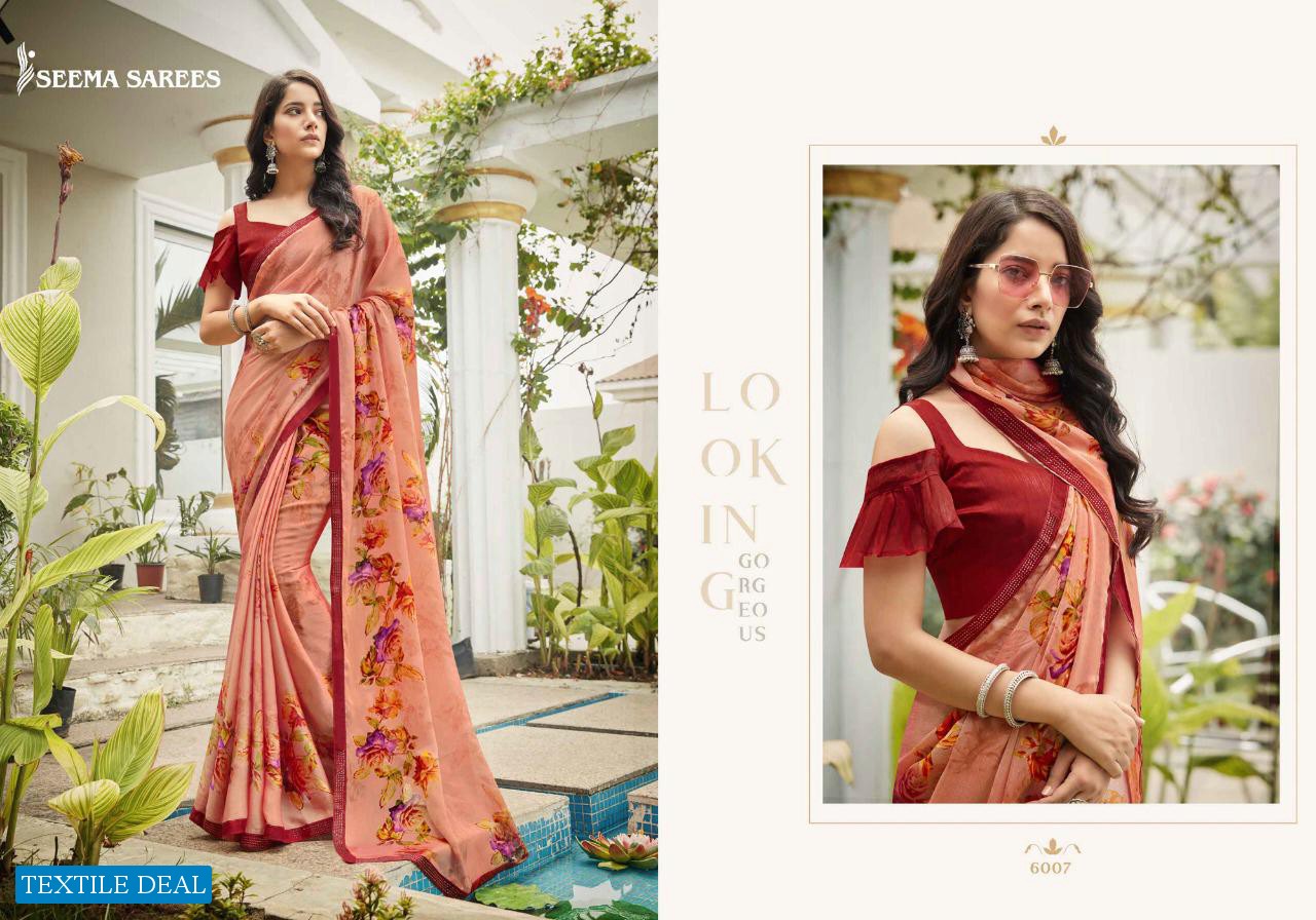 Seema Zaalima Wholesale Moss Chiffon Sarees