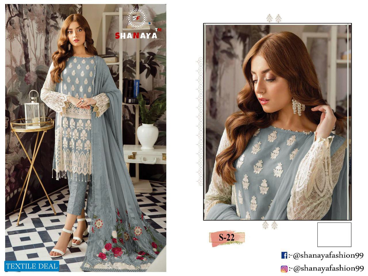 Shanaya Rose S-22 Wholesale Pakistani Dress Material