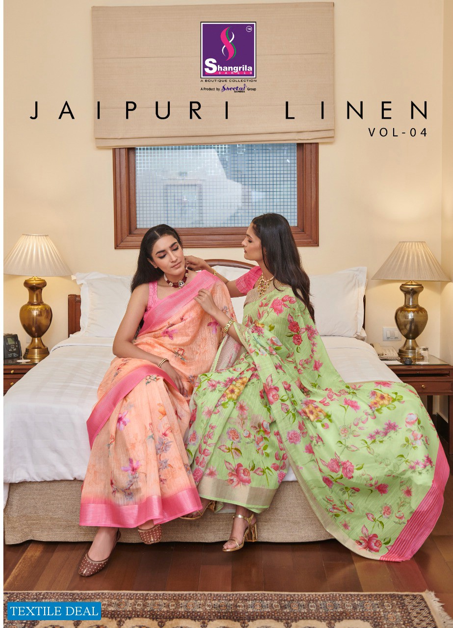 Shangrila Jaipuri Linen Vol-4 Wholesale Linen Ethnic Sarees