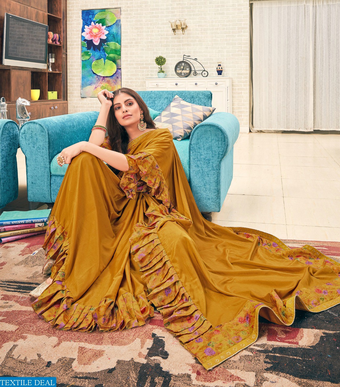 Shivangi Digital Svarouski Frill Wholesale Festive Sarees