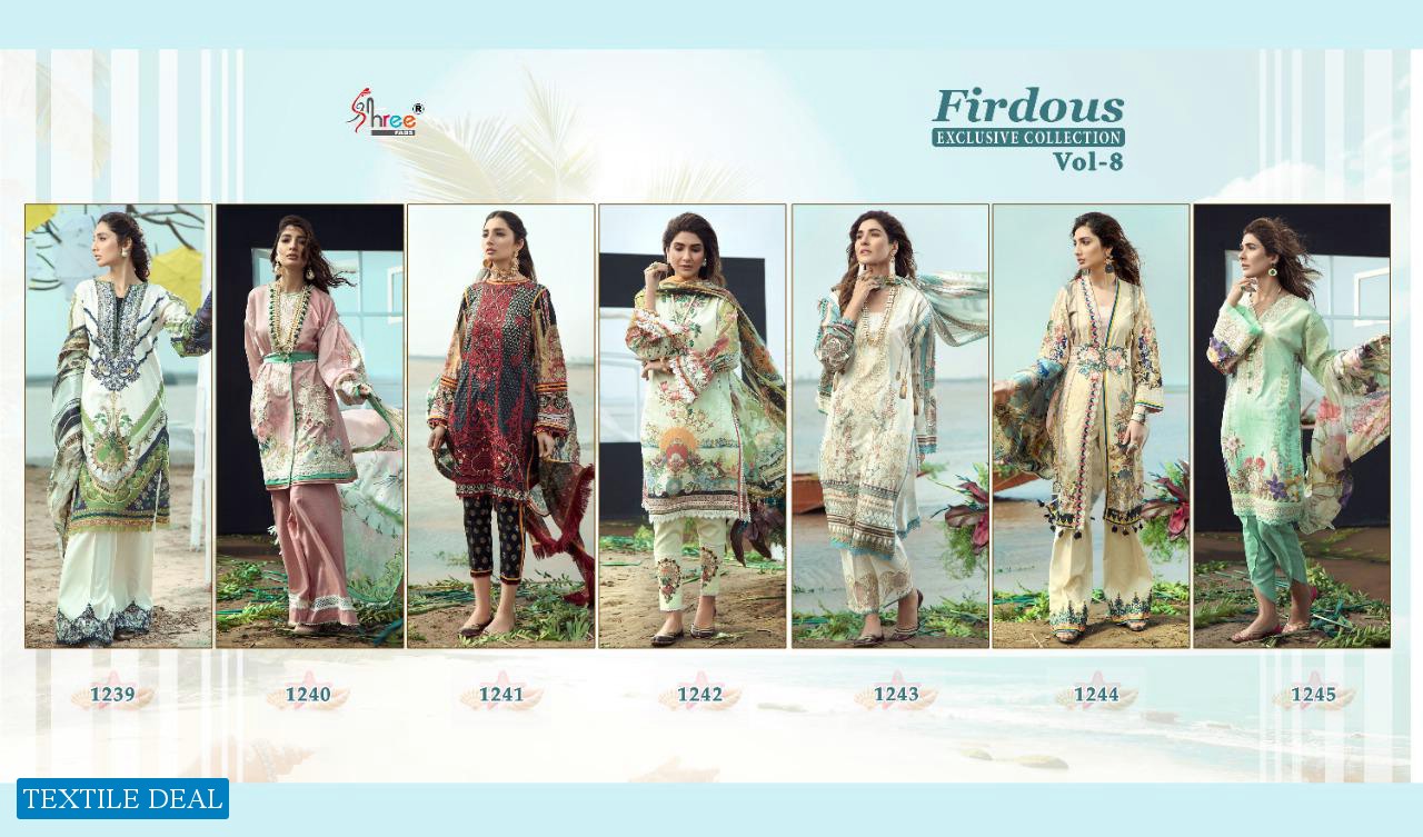 Shree Fab Firdous Exclusive Collection Vol-8 Wholesale Pakistani Concept Suits