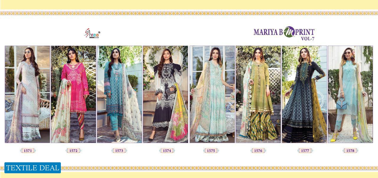 Shree Fab Mariya B M Print Vol-7 Wholesale Pure Cambric Pakistani Dress