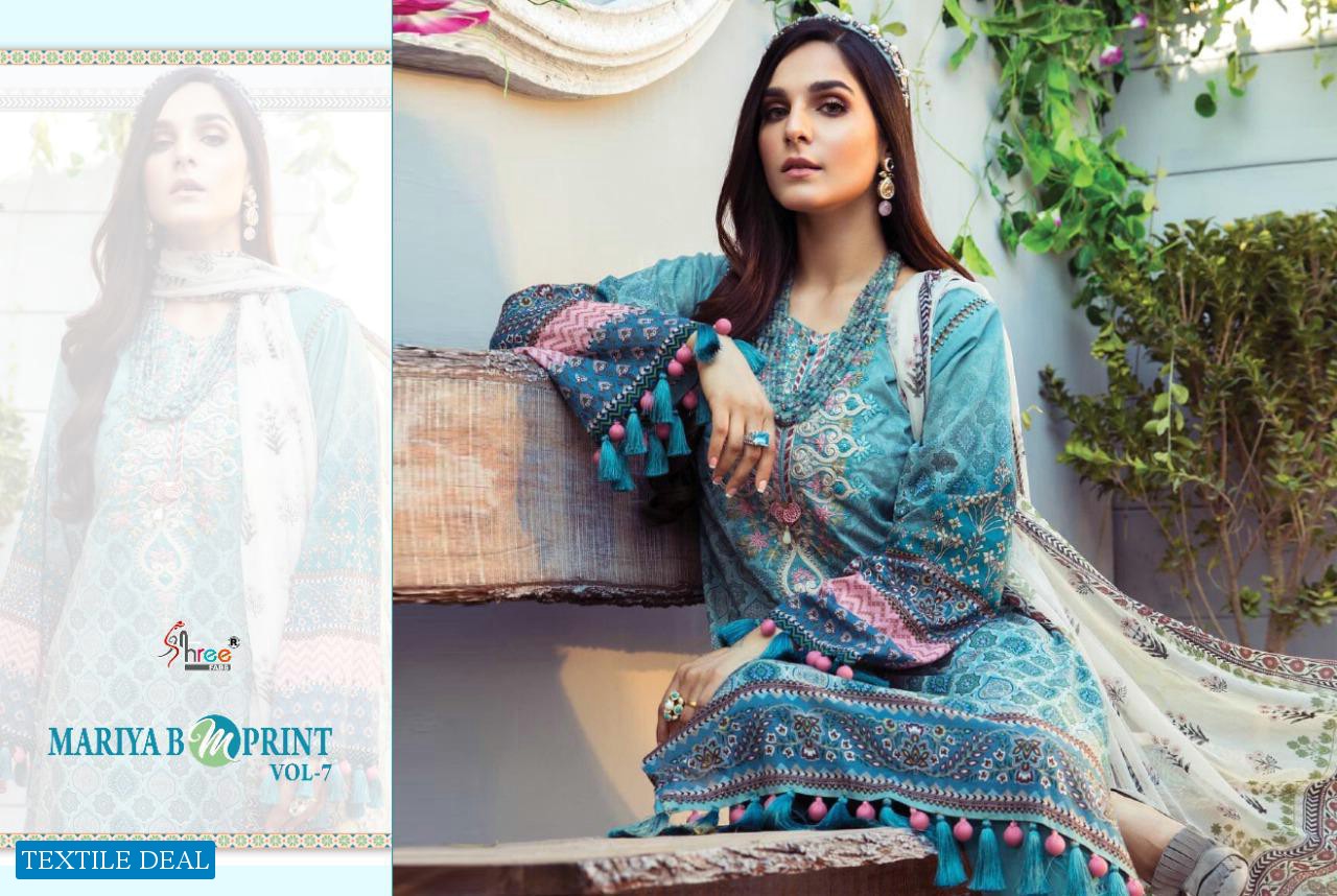 Shree Fab Mariya B M Print Vol-7 Wholesale Pure Cambric Pakistani Dress