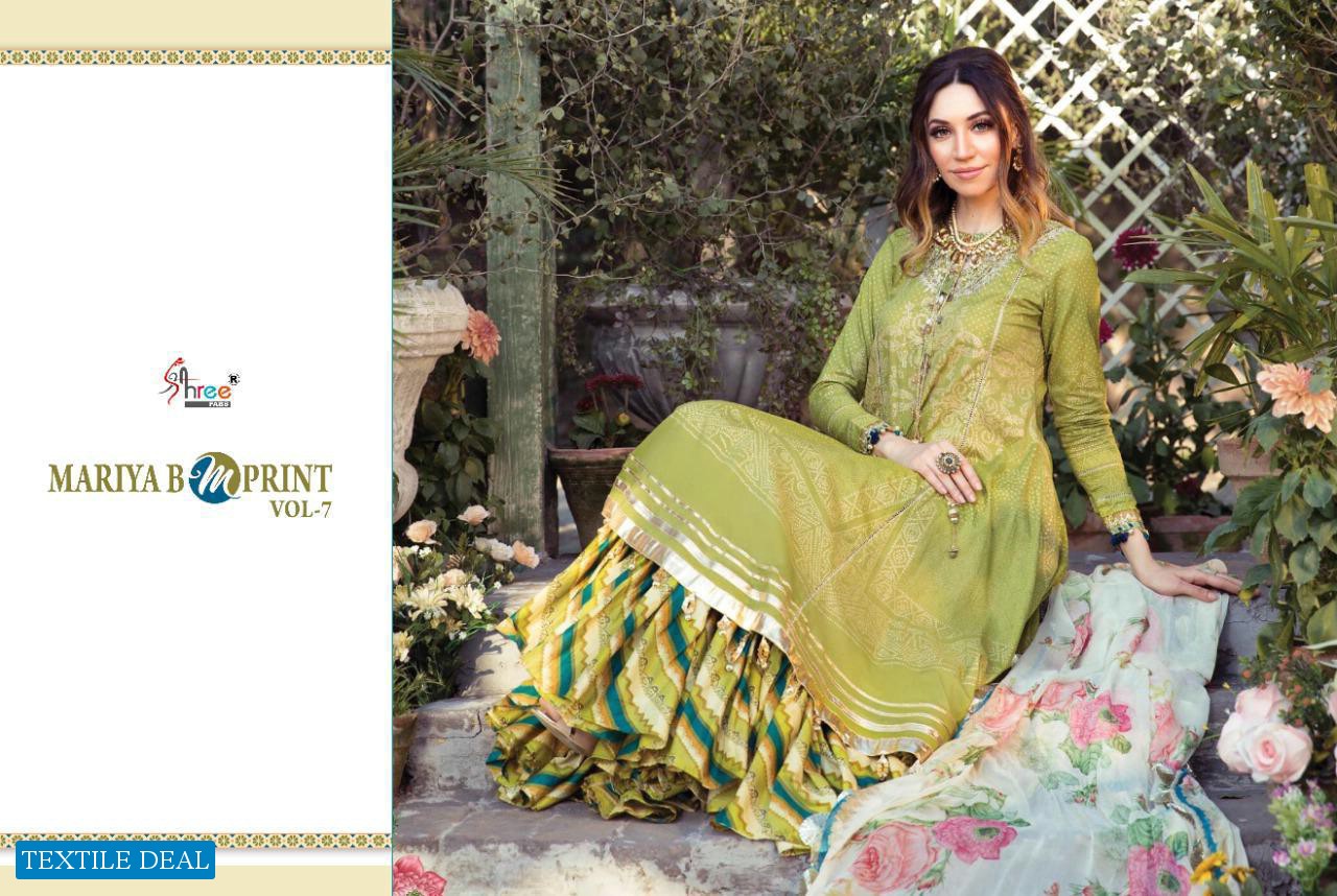 Shree Fab Mariya B M Print Vol-7 Wholesale Pure Cambric Pakistani Dress