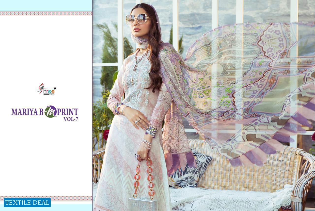 Shree Fab Mariya B M Print Vol-7 Wholesale Pure Cambric Pakistani Dress