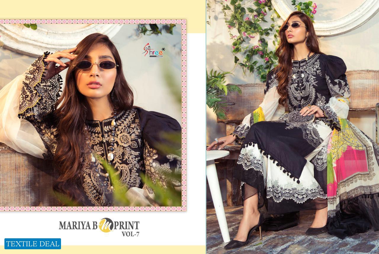 Shree Fab Mariya B M Print Vol-7 Wholesale Pure Cambric Pakistani Dress