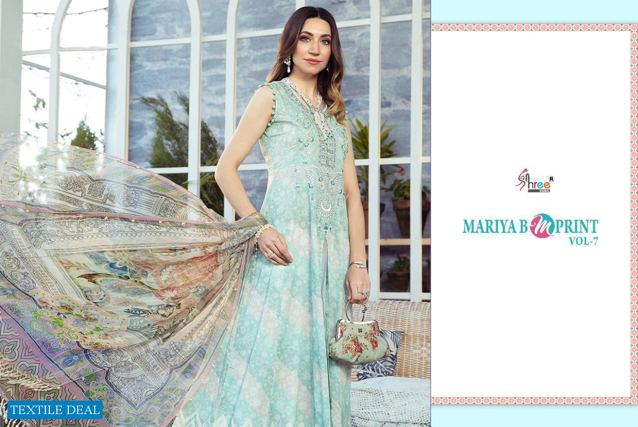 Shree Fab Mariya B M Print Vol-7 Wholesale Pure Cambric Pakistani Dress