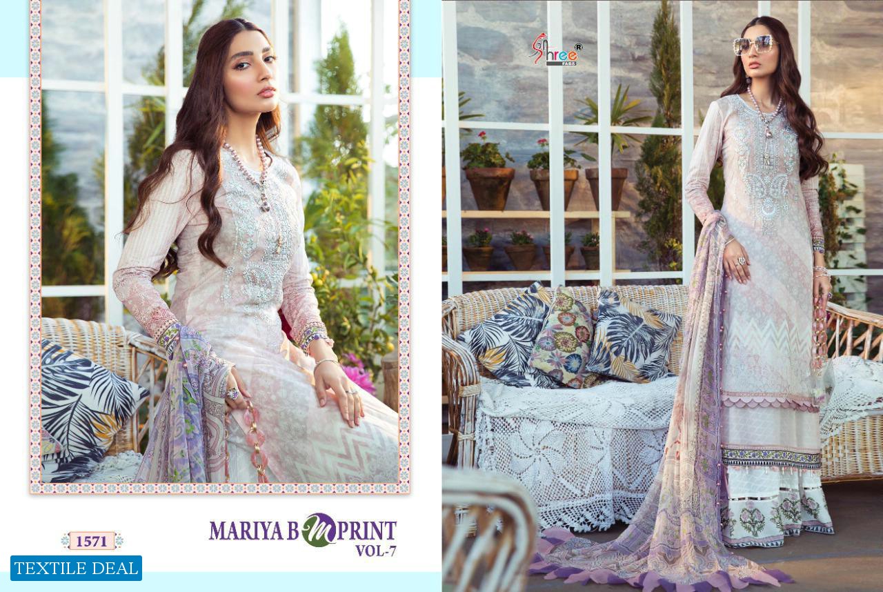Shree Fab Mariya B M Print Vol-7 Wholesale Pure Cambric Pakistani Dress