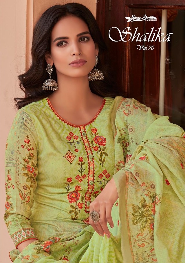 Shree Shalika Vol-70 Wholesale Cotton Digital Aari work Dress