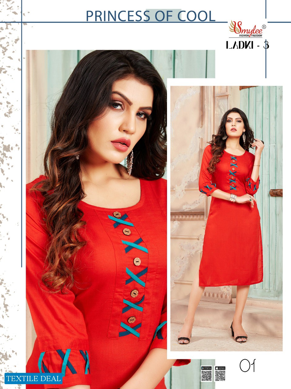 Smylee Ladki Vol-3 Wholesale Reyon Kurtis