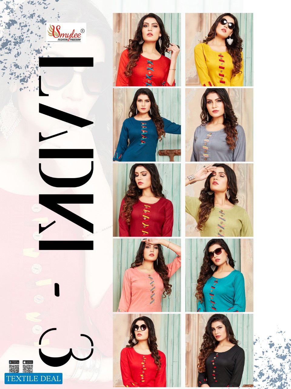Smylee Ladki Vol-3 Wholesale Reyon Kurtis
