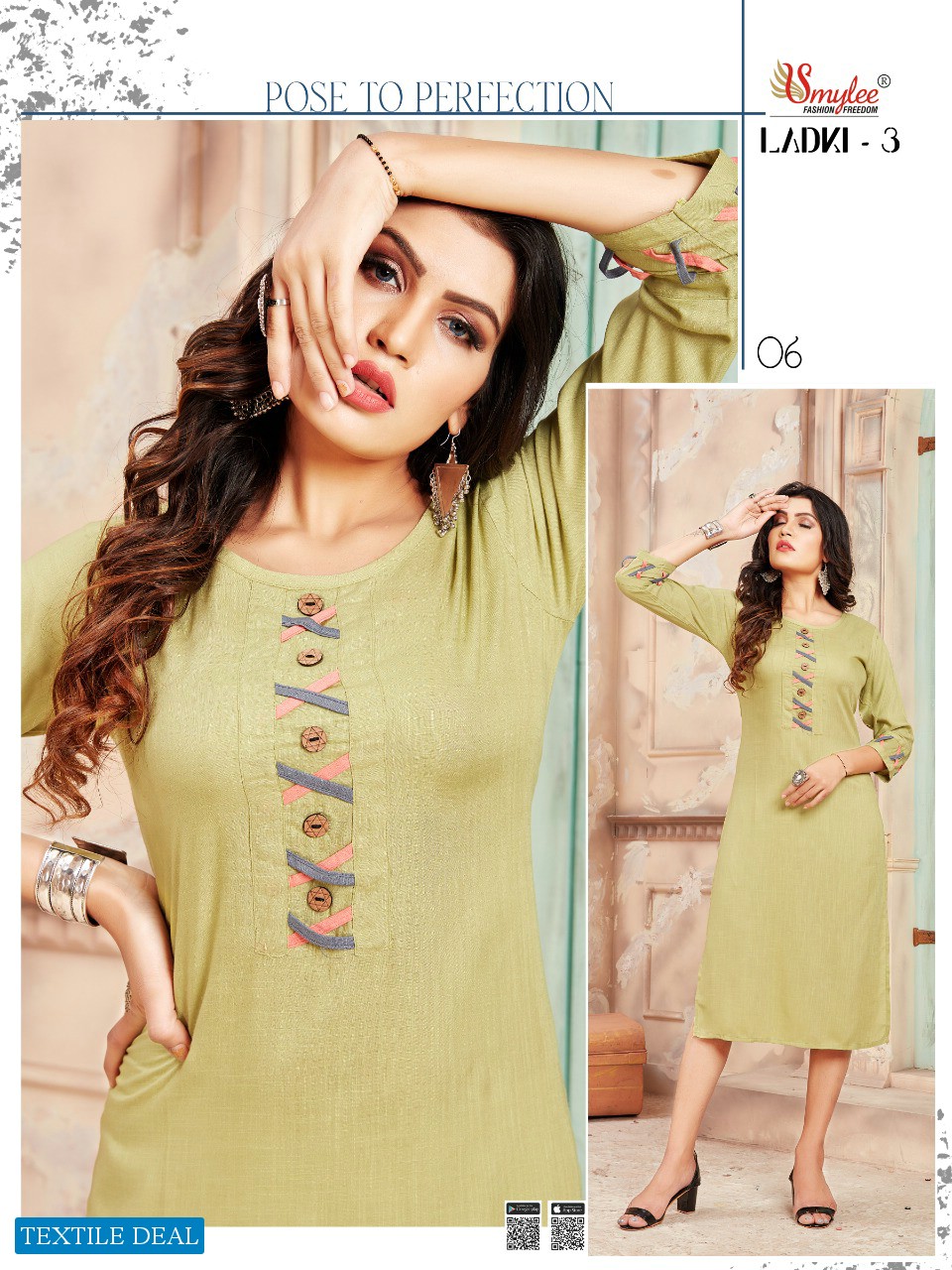 Smylee Ladki Vol-3 Wholesale Reyon Kurtis