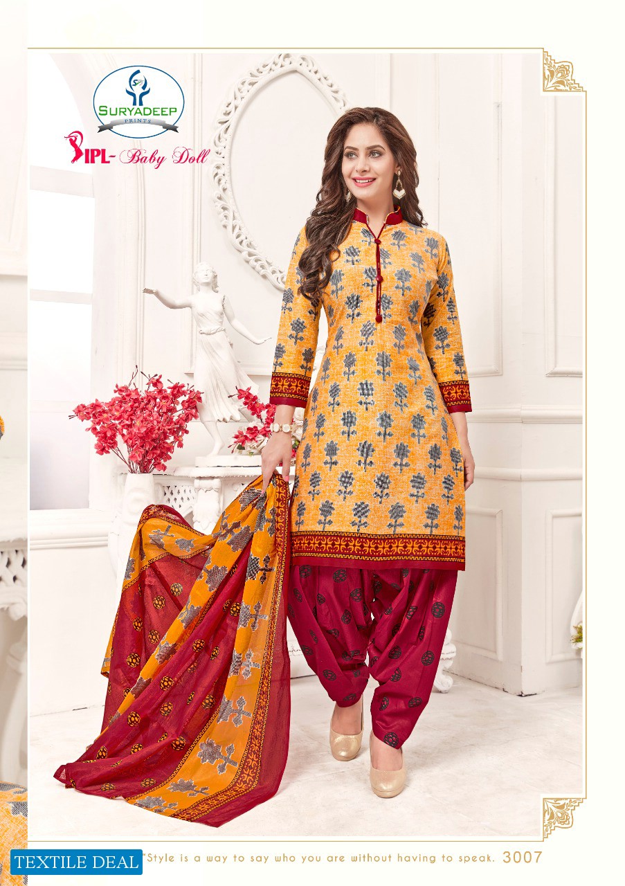 Suryadeep Ipl Baby Doll Vol-3 Wholesale Pure Designer Cotton Printed Dress Material