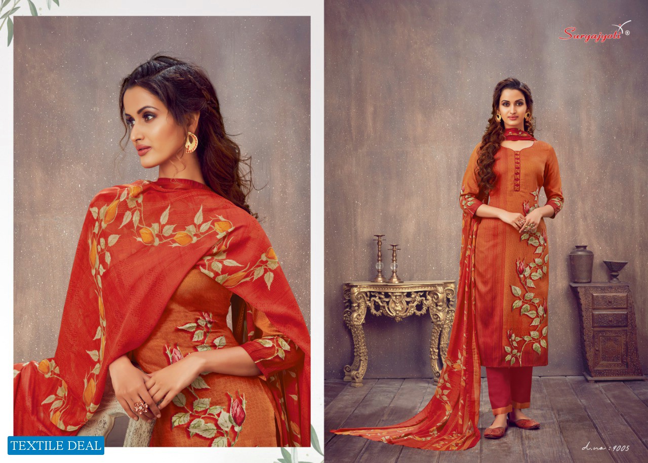 Suryajyoti Zaira Vol-9 Wholesale Cotton With Chiffon Dupatta Dress