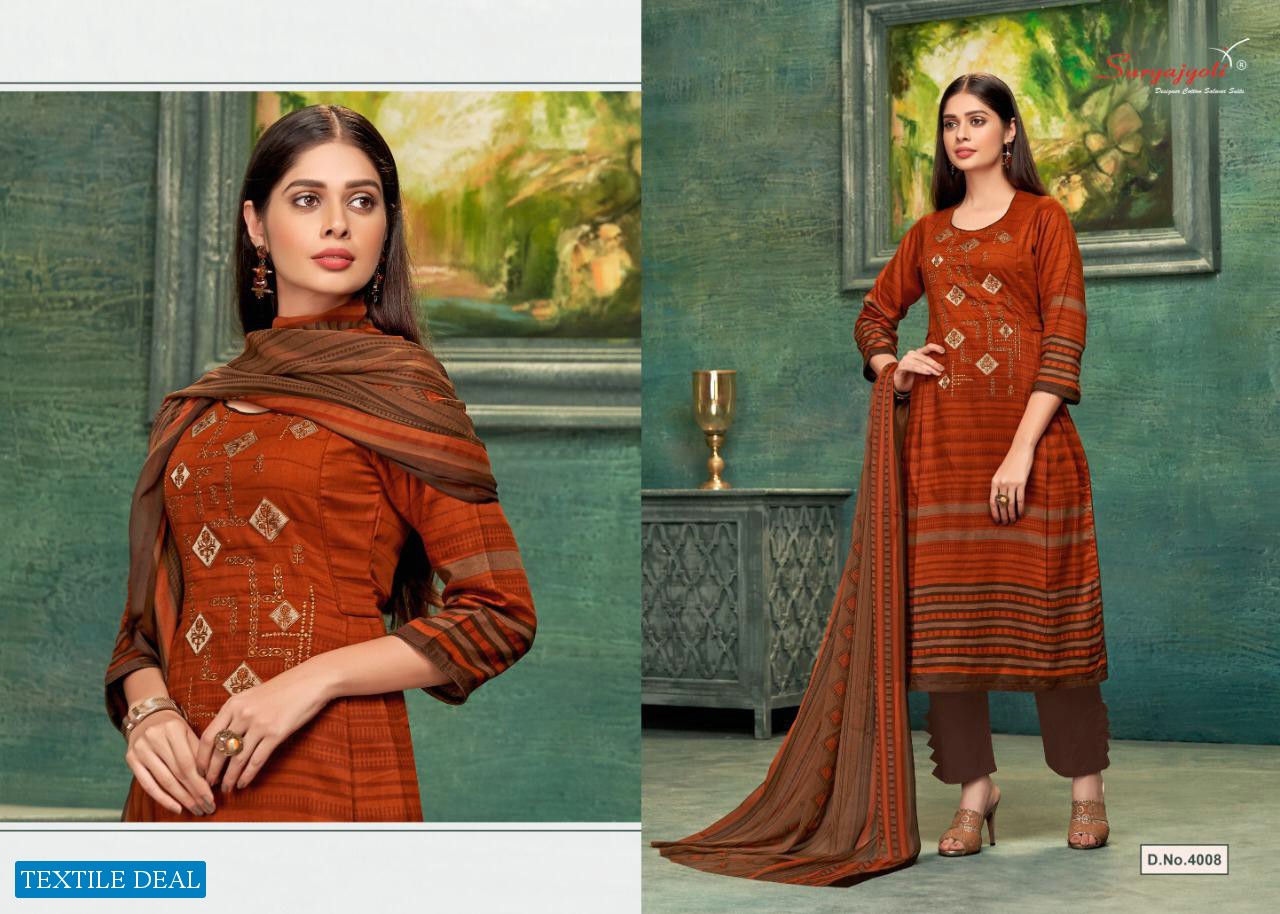 Suryajyoti Ziva Vol-4 Wholesale Cotton Satin Dress Material