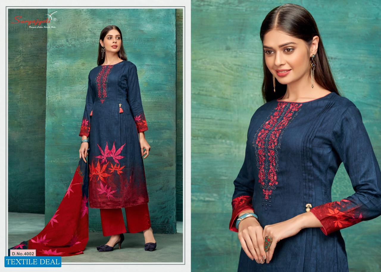 Suryajyoti Ziva Vol-4 Wholesale Cotton Satin Dress Material
