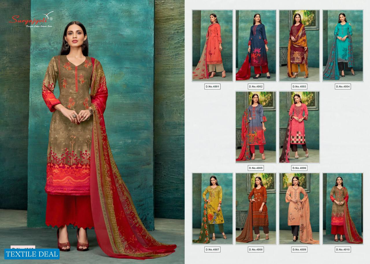 Suryajyoti Ziva Vol-4 Wholesale Cotton Satin Dress Material