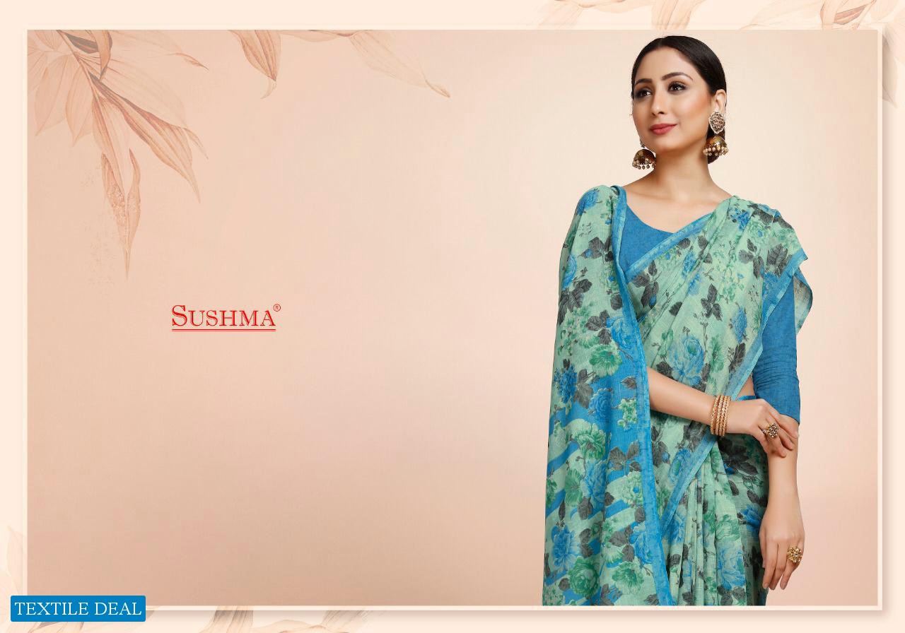 Sushma Flora Linen Saree Catalog