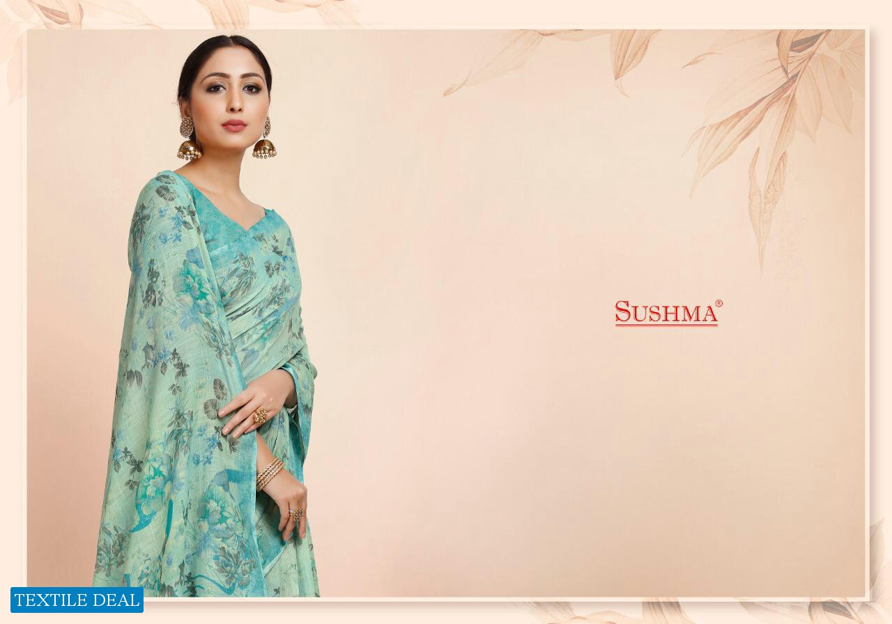Sushma Flora Linen Saree Catalog