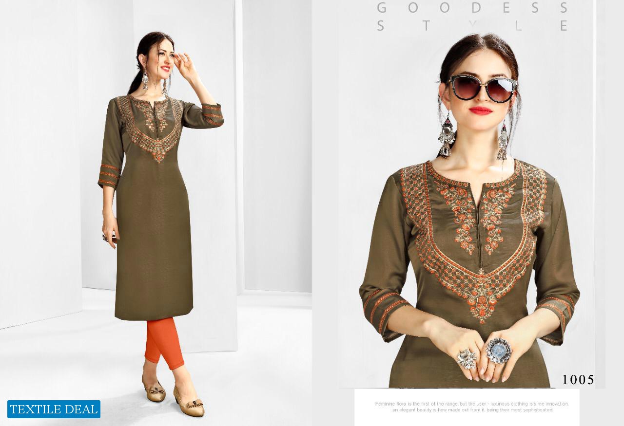 Sweety Kashmiri Silk Fabrics Long Kurtis