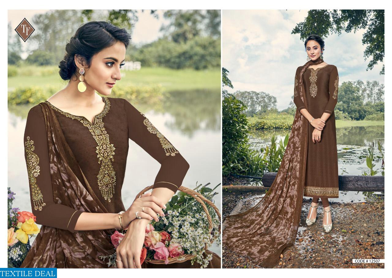 TANISHK FASHION ROYAL SILK VOL 8 PURE FRENCH PRINT CRAPE WORK SALWAR SUIT COLLECTION
