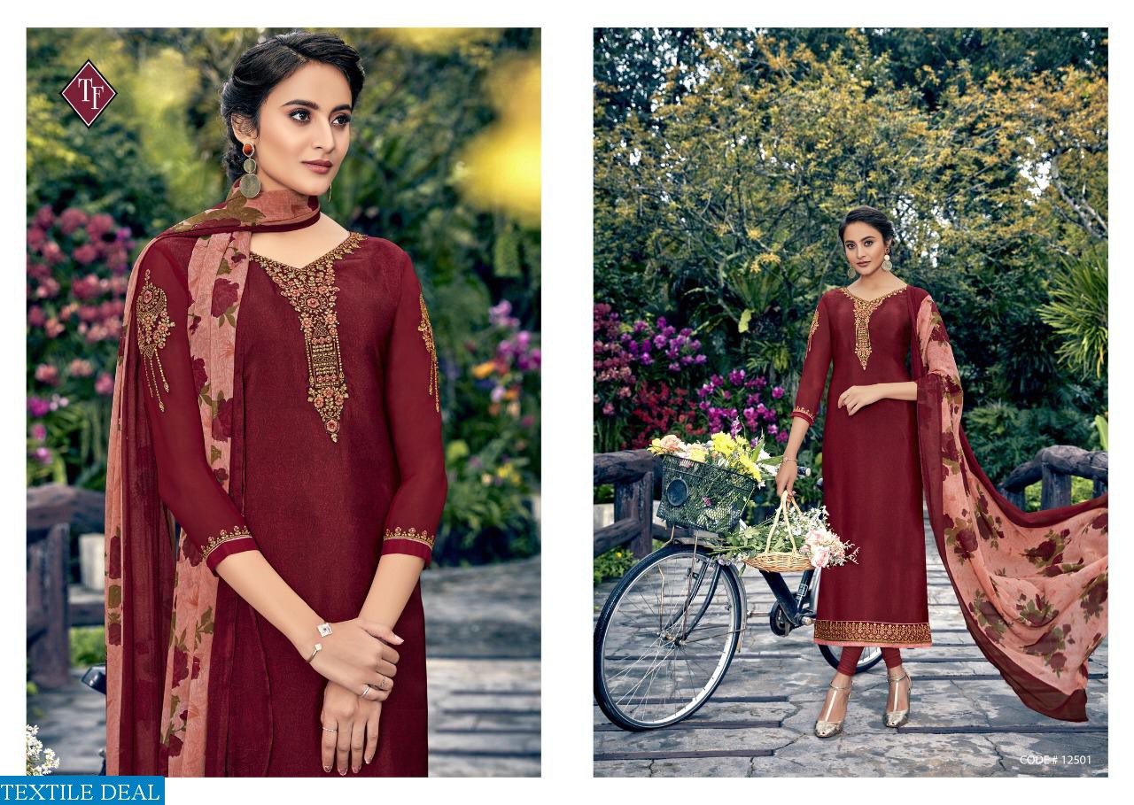 TANISHK FASHION ROYAL SILK VOL 8 PURE FRENCH PRINT CRAPE WORK SALWAR SUIT COLLECTION