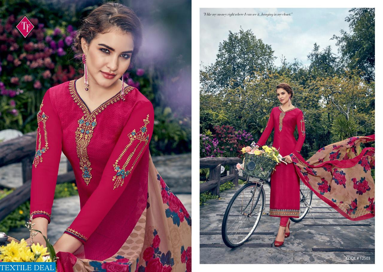 TANISHK FASHION ROYAL SILK VOL 8 PURE FRENCH PRINT CRAPE WORK SALWAR SUIT COLLECTION