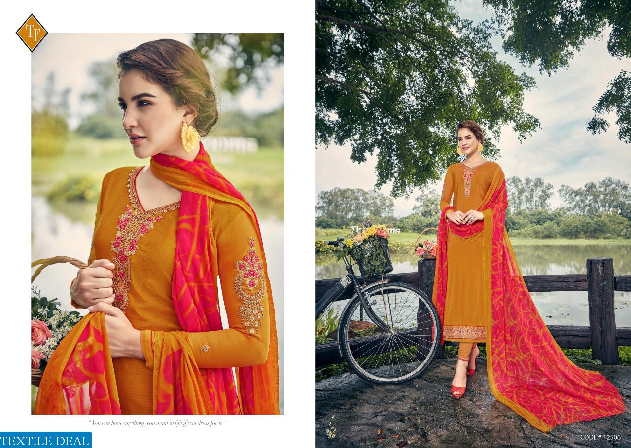TANISHK FASHION ROYAL SILK VOL 8 PURE FRENCH PRINT CRAPE WORK SALWAR SUIT COLLECTION