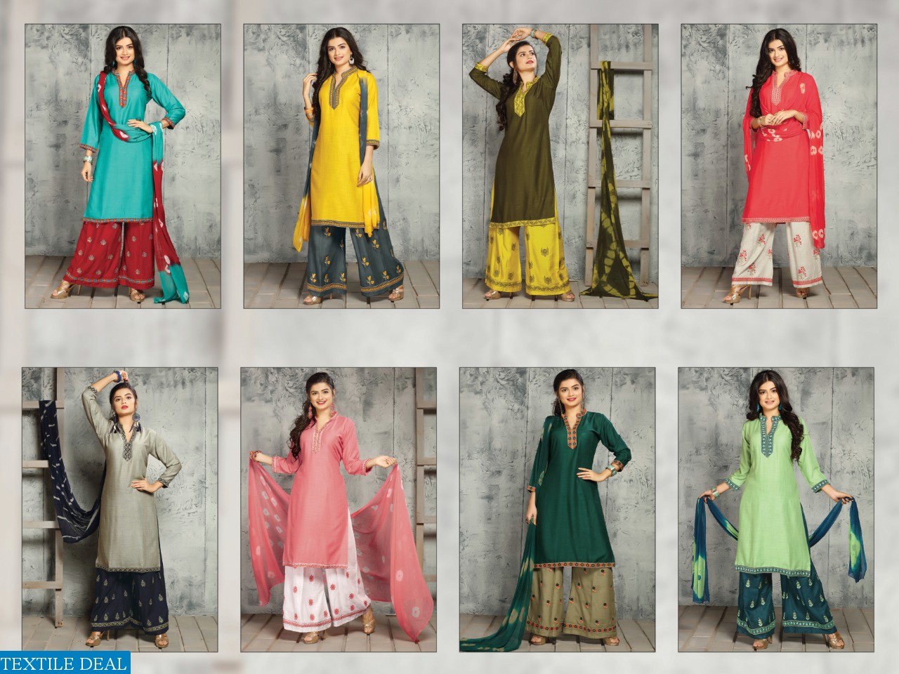 THE ETHNIC STUDIO RAPCHIK RAYON KURTI WITH PLAZZO AND DUPATTA ONLINE