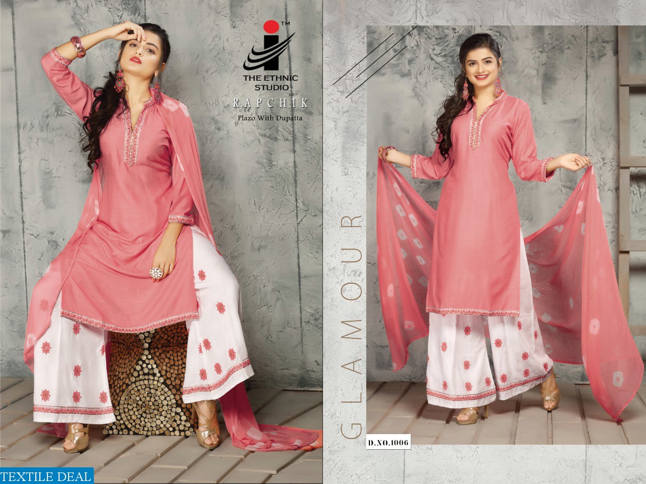 THE ETHNIC STUDIO RAPCHIK RAYON KURTI WITH PLAZZO AND DUPATTA ONLINE