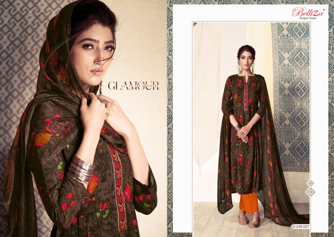 TISHA VOL 2 OF BELLIZA RAYON DIGITAL PRINT WITH EMBROIDERY DRESS MATERIALS