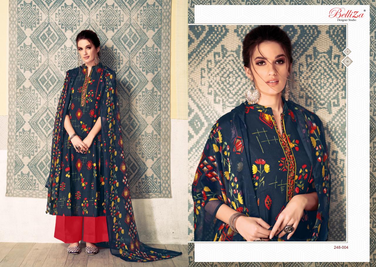 TISHA VOL 2 OF BELLIZA RAYON DIGITAL PRINT WITH EMBROIDERY DRESS MATERIALS
