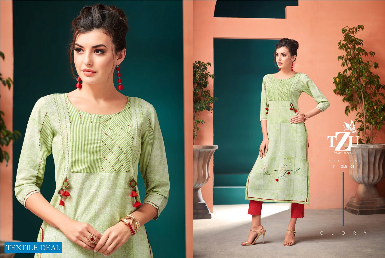 TZU Glory Wholesale Cotton Long Kurtis Catalog