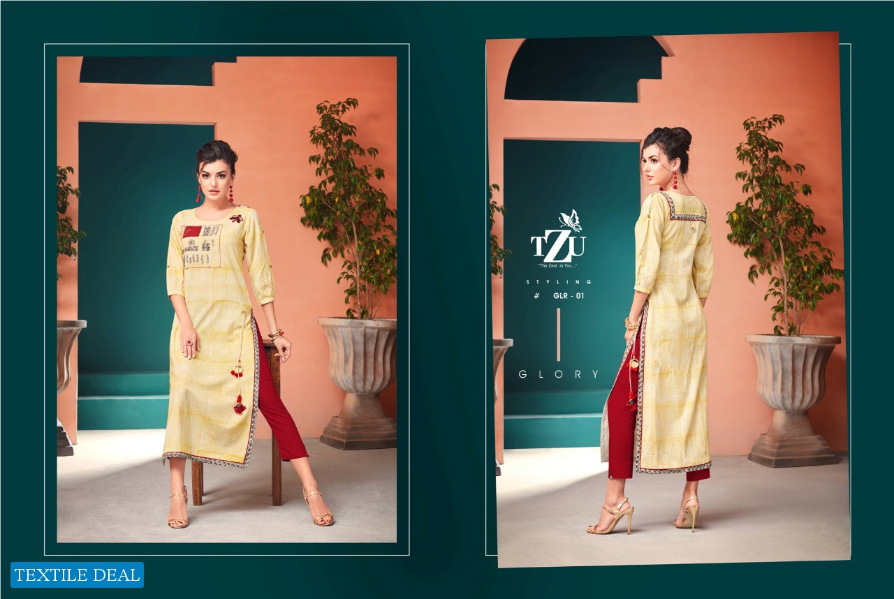 TZU Glory Wholesale Cotton Long Kurtis Catalog