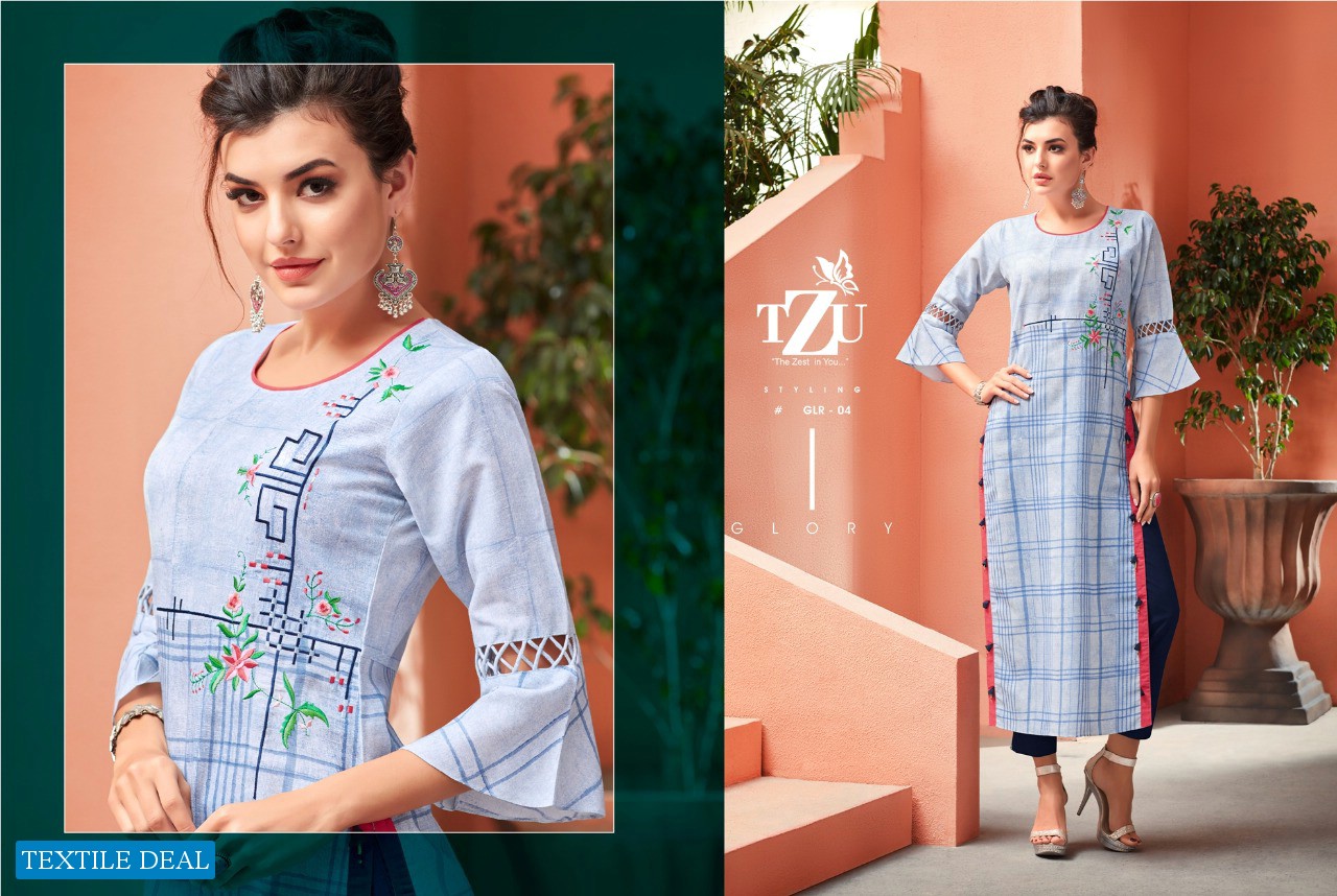 TZU Glory Wholesale Cotton Long Kurtis Catalog